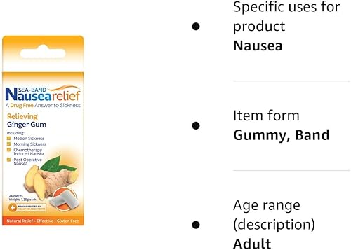 Miniatura 8 de Sea-Band Goma de jengibre anticaídas para el movimiento y el embarazo 24 unidades