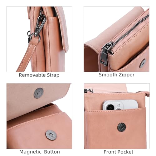 Image of Iswee Leather Crossbody Bags for Women RFID Blocking Cell Phone Purse Small Anti-Theft Zippered with Card slots
