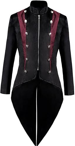 Chaqueta steampunk para hombre, estilo vintage, gótico, victoriano, largo, uniforme medieval, disfraz de Halloween o cosplay