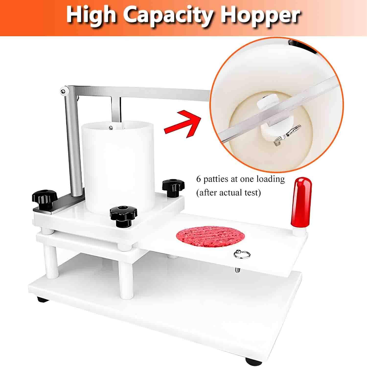 Macchina per la formatura di hamburger, pressa manuale per hamburger, PE alimentare, acciaio inossidabile, tramoggia da 1,5 kg, ideale per ristoranti e hamburger
