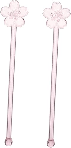 Agitador de cóctel Palitos de café 2 uds agitador de flor de cerezo vidrio barra de café Palitos de vino agitando palos de café Espresso Glass