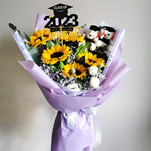 Gold&Black Glitter Class Of 2023 Congrats Cake Topper,Congrats 2023 Graduate Party Decorations Supplies,High School Graduation, College Graduate Certificate Cake Decorat #TOP2