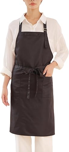 Delantal ajustable para chef para hombres y mujeres, cocina, restaurante, barbacoa, pintura, manualidades con 2 bolsillos