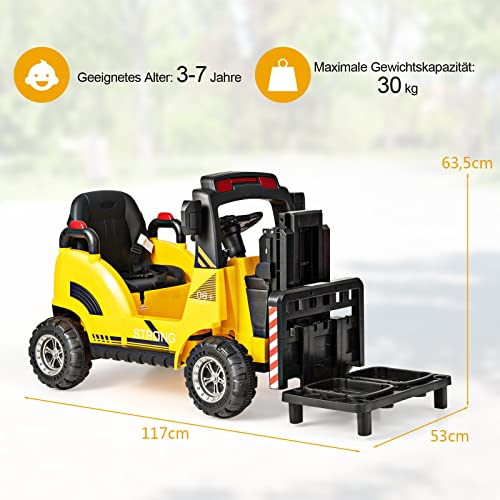 COSTWAY 12V Kinder Elektro Gabelstapler mit Licht und Musik, Elektroauto mit anhebbarer Gabel und Palette, inkl… – Bild 7
