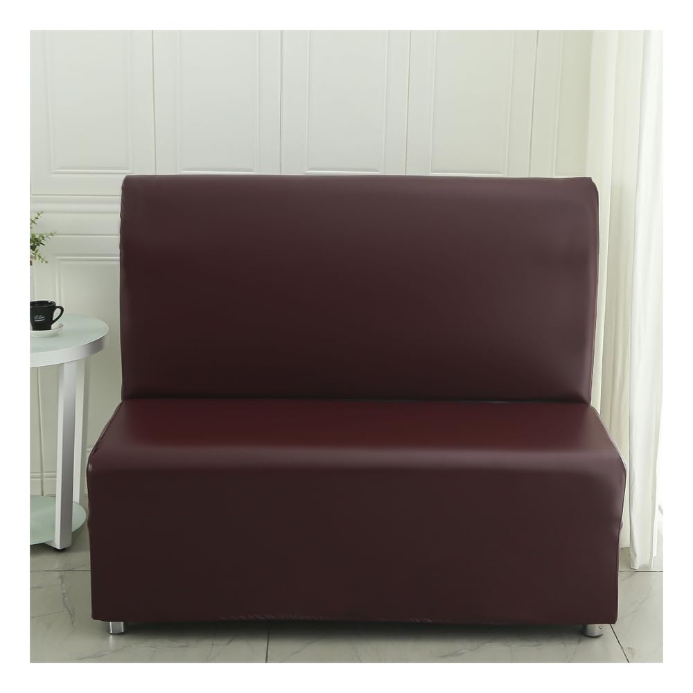 YANGAFJDUA Waterproof Armless Sofa Chair Covers Slipcovers with Elastic Bottom, Stretch Armless Couch Slipcover without Arm PU Futon Covers Slipcovers Non-Slip Chair Furniture Protector
