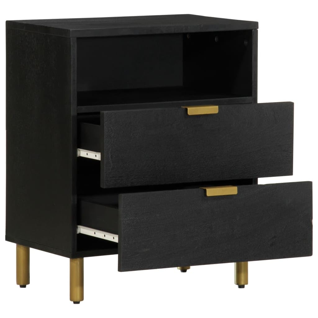 Homgoday Mesita de noche, mesita de noche, mesita de noche, mesa auxiliar, mesa auxiliar para cama, dormitorio, salón, color negro, 50 x 33 x 62 cm, madera