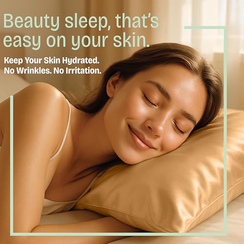 Image of BLISSFORD Satin Pillowcase with Zipper, for Hair and Skin Care, Feels Soft and Cool Like a Silk Pillowcase, Gold Satin Pillow Cases 2 Pack, Slik Pillow Cover, Queen Size - Set of 2