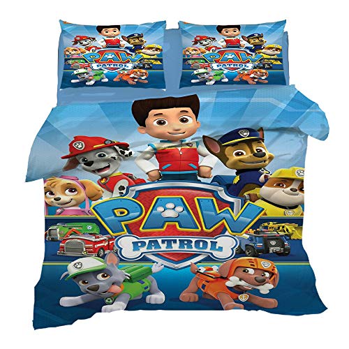 JYHTK Housse de Couette - Enfant,Paw Patrol,3D Parure De Lit Microfibreavec Fermeture Éclair Housse de Couette 200x200cm 2 Taie d'oreiller 50x75 cm Cover
