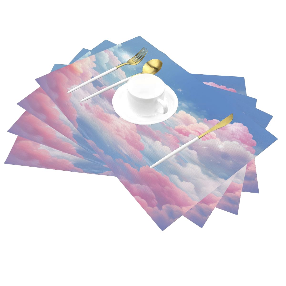 4 sets de table PVC antidérapants motif ciel pour repas en famille