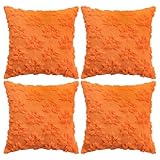4 Stück Herbstdeko Kissenbezug,45x45cm Ahornblatt Kissenbezug Herbst Dekokissen Kissenhülle,Thanksgiving Herbst Kissenbezüge 3D Ahornblatt Kissenhülle Herbst Deko für Sofa Schlafzimmer Wohnzimmer