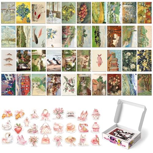 365DoRoTeYa Cottagecore Posters – 40PCS Vintage Aesthetic Collage Kit, Nature & Antique Wall Art Prints, Whimsical Boho Bedroom & Dorm Room Decor, Preppy Indie Retro Posters, Pastel Fairycore Cute Room Decoration for Teen Girls, French Country & Shabby Chic Home Style