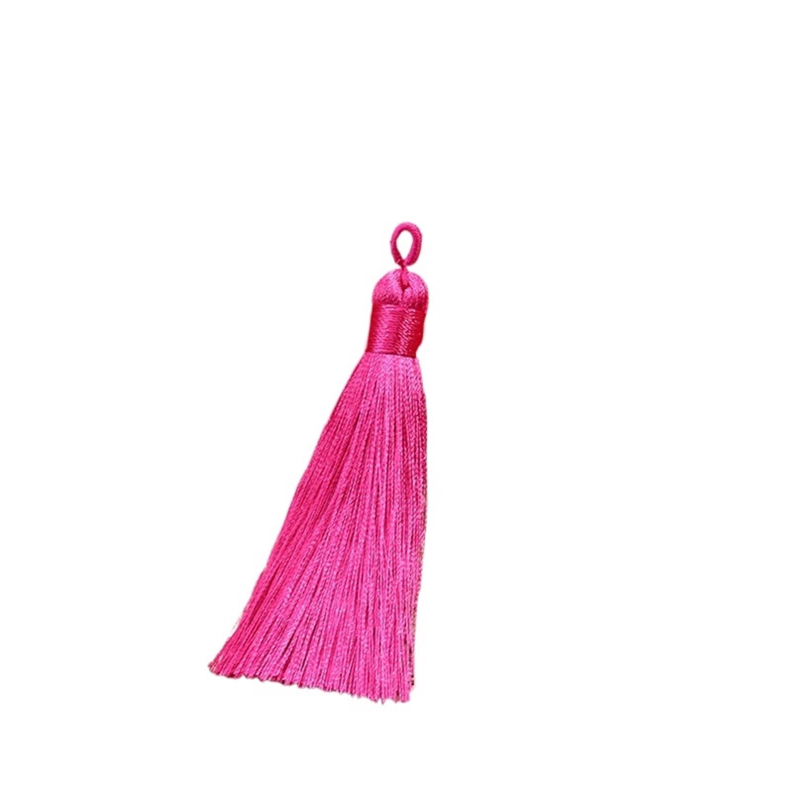 Mini Tassels for Crafts 50PCS 9cm Polyester Silk Tassel Vertical Decoration Home Sewing Curtain Accessories(Pink)