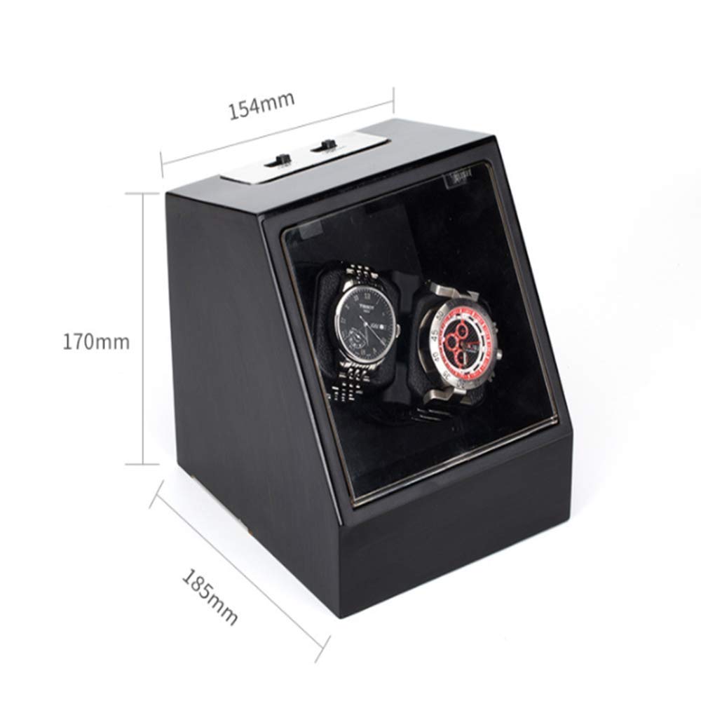 Bobinadora de reloj automática, bobinadora de reloj de rotación automática, cubierta de vidrio transparente, diseño único, caja de bobinadora de reloj, caja agitadora de reloj (marrón) (negro)
