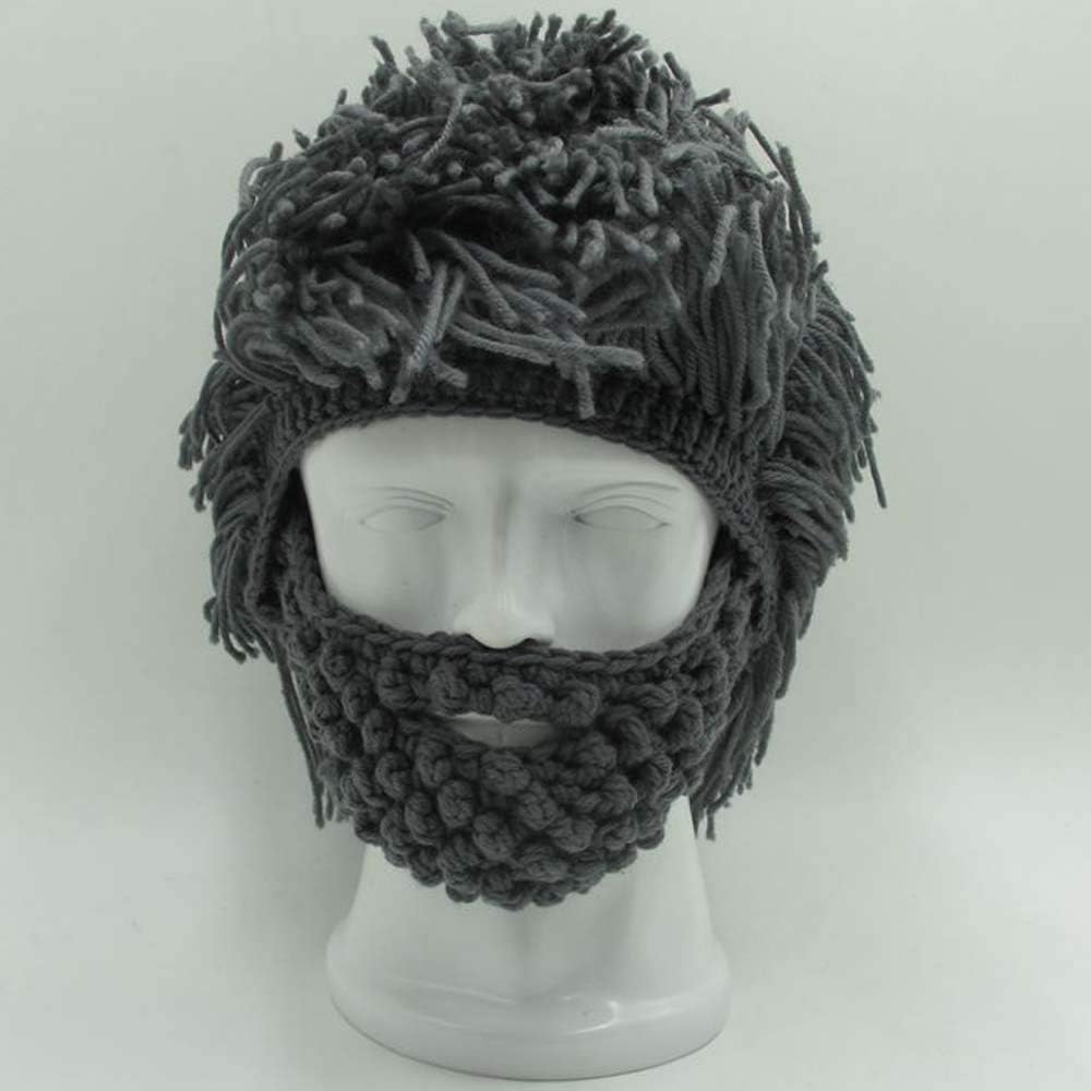 YEKEYI Kids Adult Beard Viking Knit Hat Barbarian Beanie Cap Handmade Knitted Funny Skull Cap - Image 5