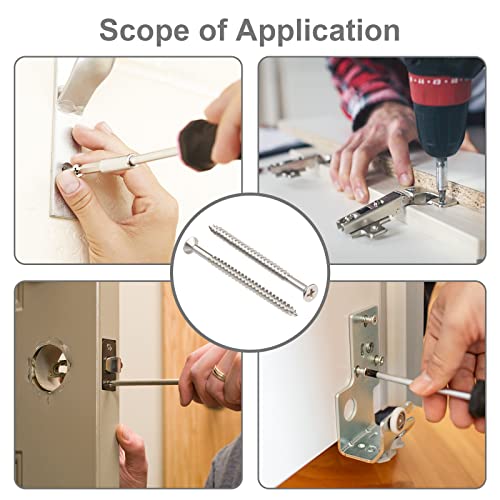 Tornillos para madera Hinge #9 x 3 pulgadas, 30 piezas, acero inoxidable 410, cabeza plana, sistema Phillips, autorroscantes para madera miniatura 4