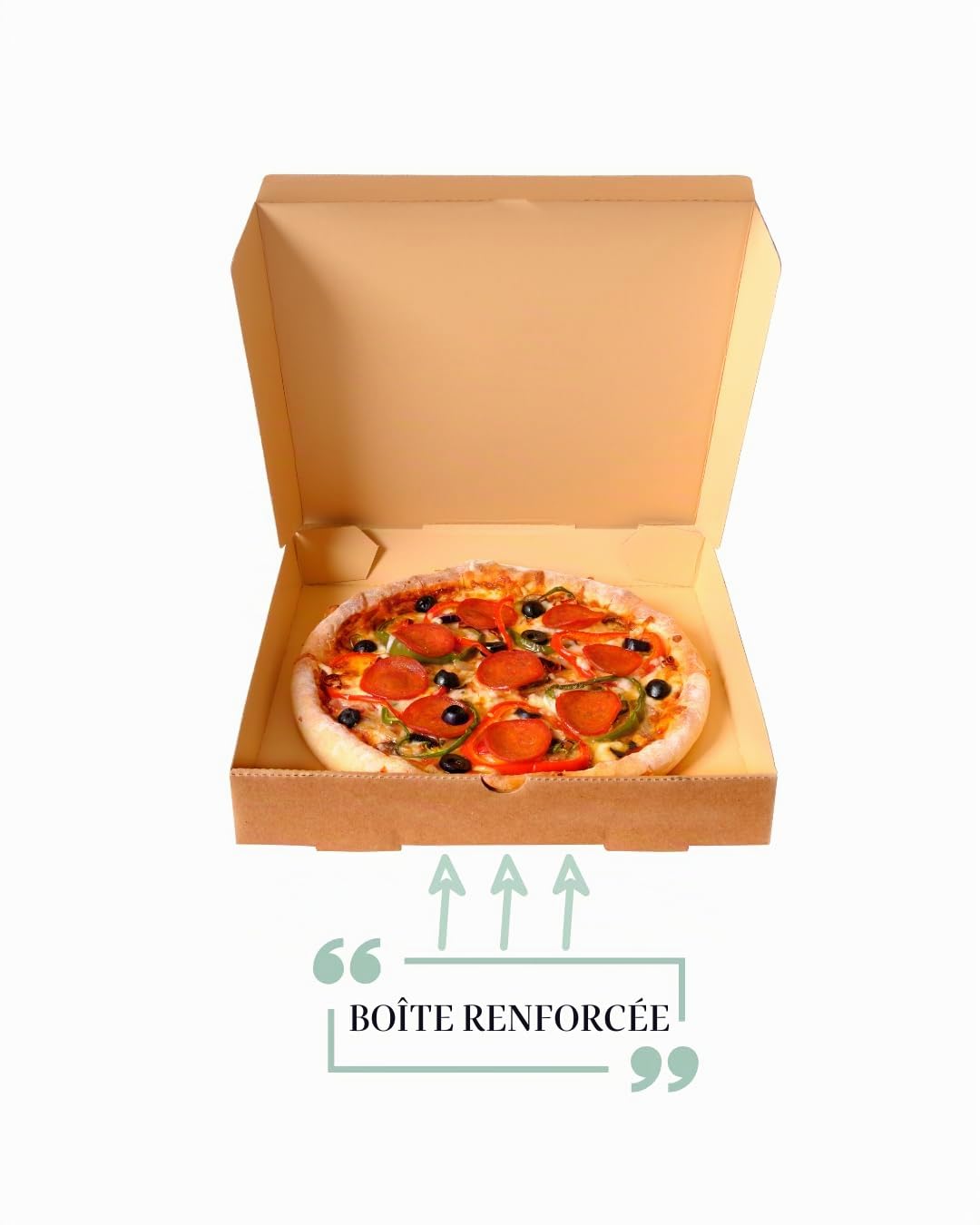 Genérico COMMERCE ESSENTIALS Lot de 50 boîtes à pizza en carton kraft avec couvercle pliable 40 x 40 cm