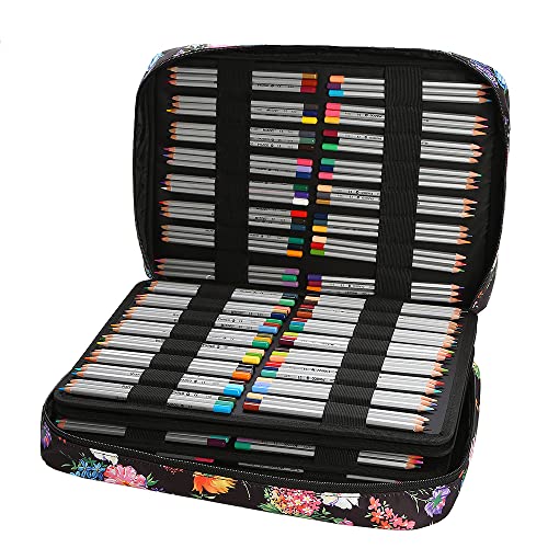 Image of Lbxgap Portable Colored Pencil Case Holds 480 Slots Pencils or 320 to 328 Gel Pens Large Capacity Pencil Organizer with Handle Strap Handy for Colored Pencils & Gel Pen