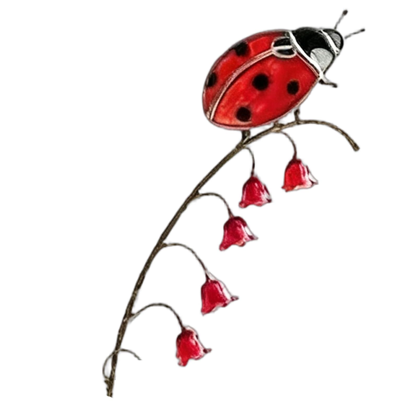 ZhzeYun Metal Garden Stake Yard Art, Decorative Dragonfly Butterfly Ladybug Bee Snail Ornament, 20cm Weatherproof Lawn Pathway Patio Decor for Mum Ladybug