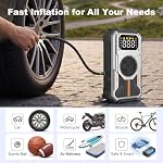 10-in-1 6000A Car Jump Starter with 150PSI Air Compressor Portable Car Battery Booster Pack (7.5L Gas/6L Diesel) 12V 3 Mode Flashlight USB Rechargeable Jump Starter for Car Battery