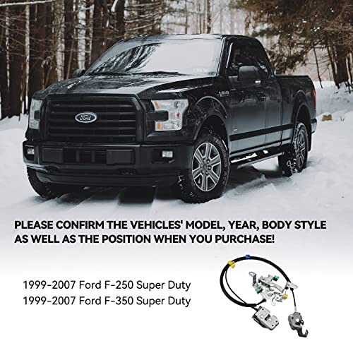 Image of SYERAL Door Lock Latch & Cable Passenger Side Rear Right 6C3Z-28264A00-A Compatible with 1999-2007 F250 F350 Super Duty, Upper and Lower Latches Assembly