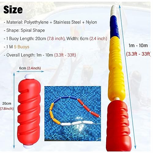 Ligne de séparation de sécurité pour piscine avec bouée et crochets - Modèle large - 4
