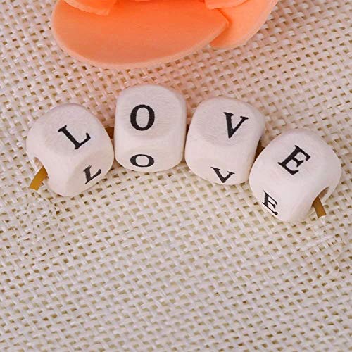 Pack of 100 Natural Wooden Letter Cubes Wooden Beads 10 mm Wooden Cube Beads for Crafts 4 mm Large Hole Spacer Beads Colourless Untreated for Bracelets Threading Keyring - Image 4