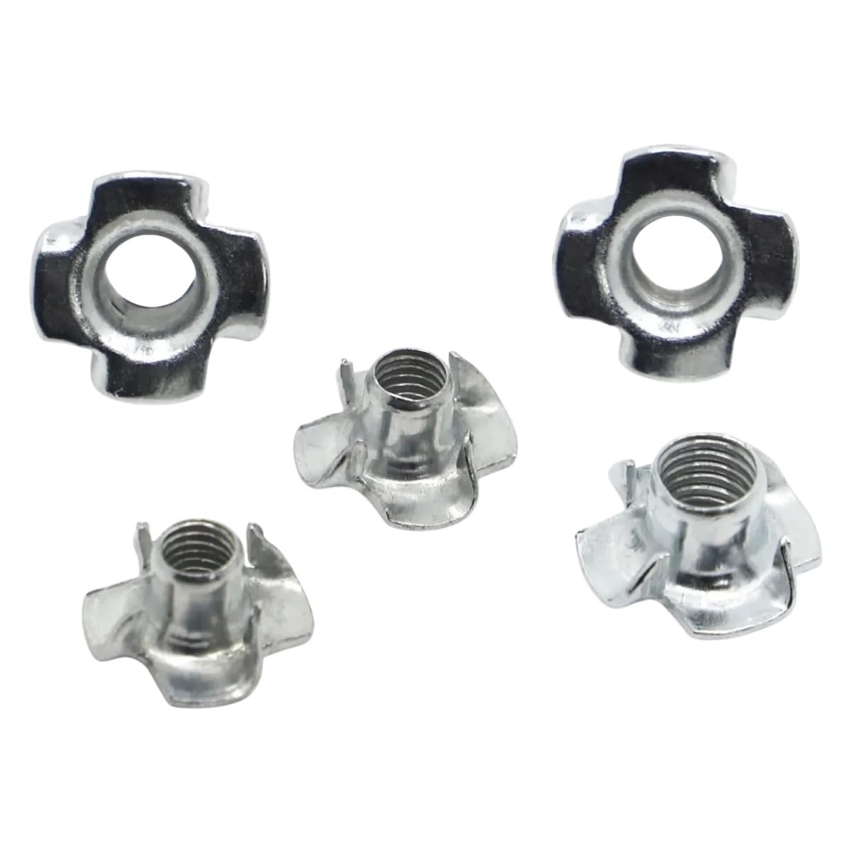 M14-10Pcs M3 M4 M5 M6 M8 M10 Zinc Plated Four Claws Nut Speaker Nut T-Nut Blind Pronged Tee Nut Furniture