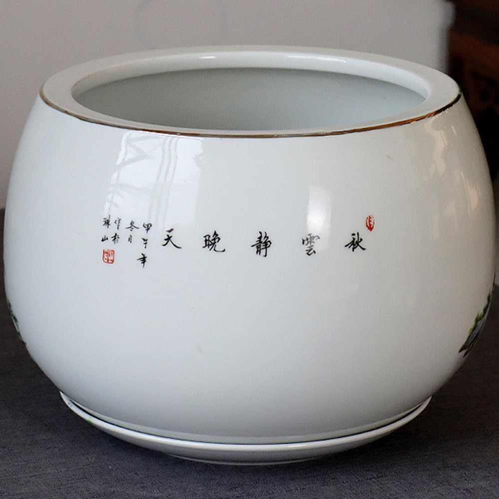Doniczka z chińskiej porcelany, niebieskie doniczki ceramiczne, niebiesko-biała porcelanowa doniczka, bardzo duża doniczka
