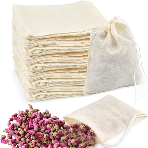 Pack de 30 bolsas de especias, ideales para cocinar, hechas de algodón natural, reutilizables y ecológicas, 3 tamaños diferentes para té, café, filtros y especias