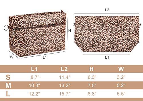 Vercord Purse Organizer Insert Bag Tote Handbags Pocketbook Inserts Organizers Zipper 11 Pockets Leopard Medium #TOP1