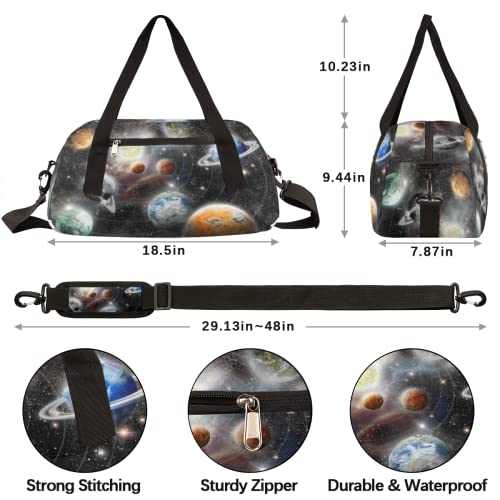 Alien Planet Stars System Space Gym Duffle Bag for Kids,Sports Bag for Teens Boys & Girls Small Waterproof Overnight Weekender Carry School Practice Travel Bag4