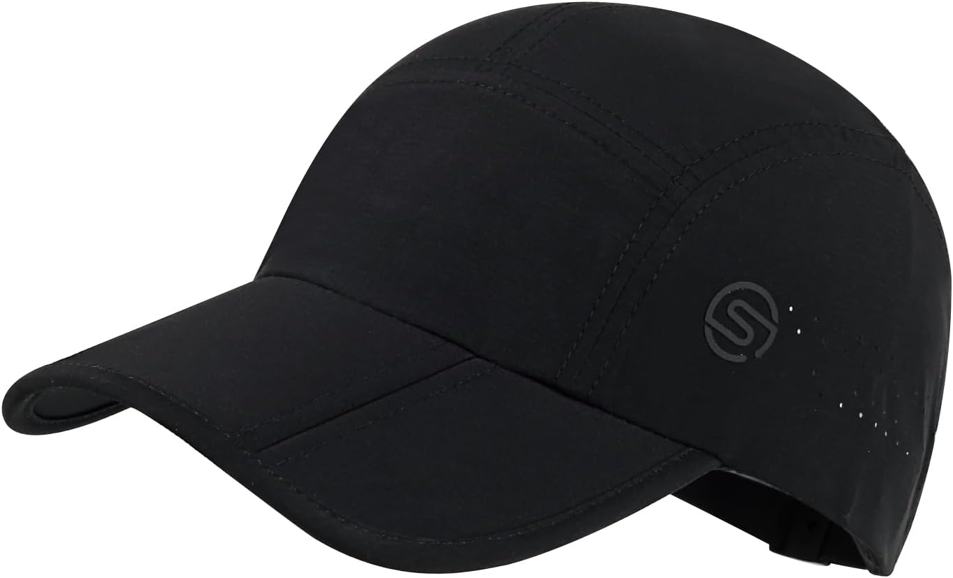 Running Hat Folding Quick Dry Hat Lightweight Workout Hats Baseball Cap for Men Women Lightgrey