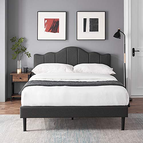 VECELO Full Size Upholstered Platform Bed Frame for Comfort and Support
