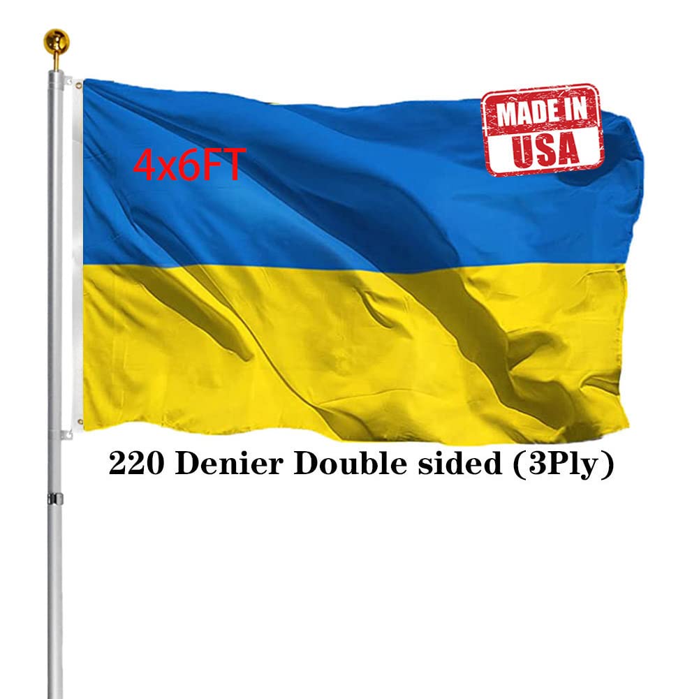 Hypoth Double Sided Ukraine Flag 4x6 FT Outdoor- UV Fade Resistant 3Ply Ukrainian National Flags Canvas Header with 2 Brass Grommets Easy to Rising