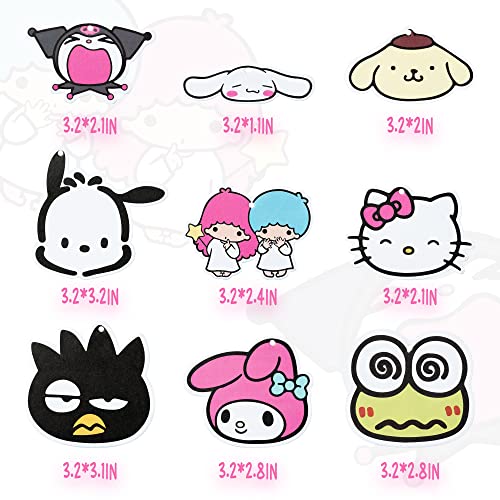 9 Pcs Cute Kawaii Cartoon Anime Car Air Fresheners Kitty Melody Twin Stars Cinnamon Incense Chips Scented Diffuser Rearview Mirror Hanging Pendant Ornaments Decor Automotive Interior Accessories Gifts #TOP1