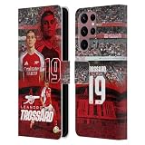 Head Case Designs Officially Licensed Arsenal FC Leandro Trossard 2024/25 First Team Leather Wallet Case Compatible with Samsung Galaxy S22 Ultra 5G