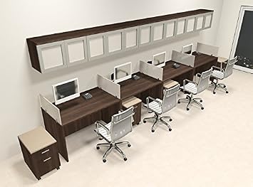 Four Person Modern Divider Office Workstation Desk Set, CH-AMB-SP114