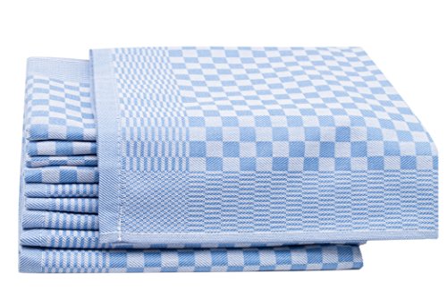 ZOLLNER Set de 10 torchons, Coton, env. 46x70 cm, 220g/m², Bleu