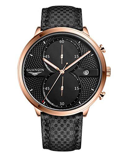 Guanqin Men Business Leather Analog Watch With Chronograph