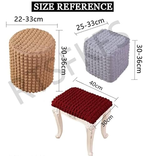 Yhww Stretch Ottoman Slipcover Square/Round Foot Stool Cover Jacquard Ottoman Cover Slipcover Footstool Cover Protector Non Slip Pouffe Sofa Cover With Elastic Bottom Washable Red/Grey/Brown/Beige #TOP2