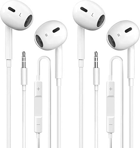 QWVFL Wired Earbuds 2 Pack, in-Ear Headphones HiFi Stereo Earbuds, Wired Earphones with Microphone Volume Control Compatible with Laptop/MP3/iPhone/ipad/Android/Computer and Other 3.5mm Jack Devices
