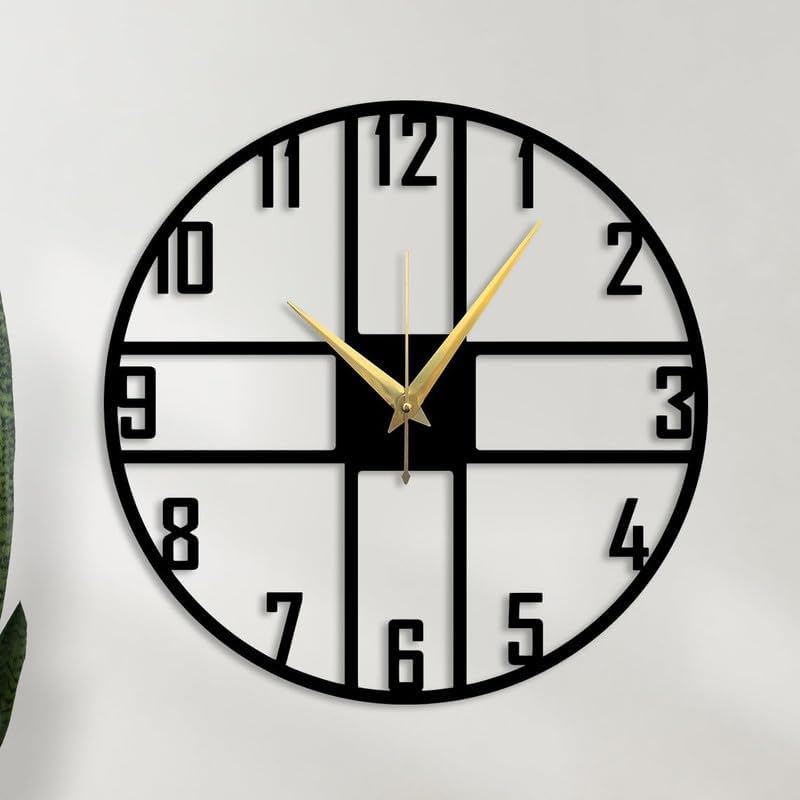 Image of Stylish Metal Wall Clock for Living Room, Bedroom, Office, Kitchen, Home and Hall | Antique Fancy Big Size Modern Wall Watch for Home Decor (DA-44, 60 CM)