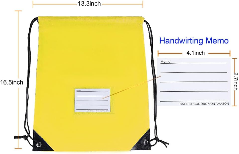 20 Pcs Drawstring Bags,Bulk Draw String Backpack, DIY Gym Sports Cinch Bag Sackpack for Women Men, Yellow - Image 2