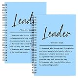 WHLBHG Leader Gift Spiral Journal Leader Definition Gift Boss Appreciation 2Pcs Lined Spiral Notebook Mentor Gift Boss Journal Notebook for Women Men (Spiral-2Pcs Leader light blue)