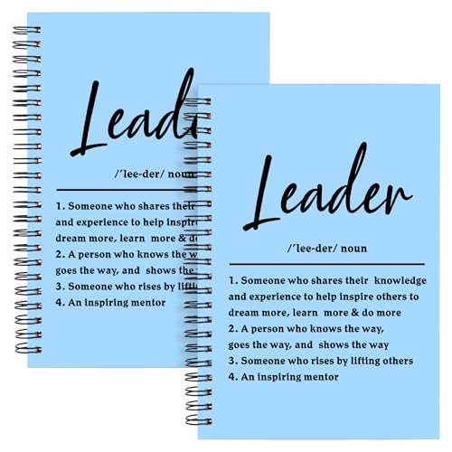 WHLBHG Leader Gift Spiral Journal Leader Definition Gift Boss Appreciation 2Pcs Lined Spiral Notebook Mentor Gift Boss Journal Notebook for Women Men (Spiral-2Pcs Leader light blue)