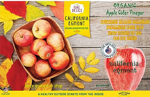 خل التفاح المخمر العضوي (اورجانيك كيتو سيدر ديتوكس)-[للتحكم في ادارة الوزن ] معزز للمناعة غني بمضادات الاكسدة ــ طريقة مفيدة لإضافة نكهة الى وجبتك (واحد لتر, غير مفلتر)