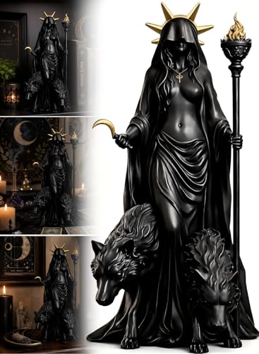 Hecate Statue Underworld Hekate The Witch of The Night Hecate Greek Goddess with Her Hounds of Magic Resin Sculpture (A)