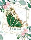  Pretty Green And Gold: Green Butterfly Journal For Women LINED JOURNAL Writing Journal With Blank Lined Pages