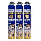 Etrexonline Espuma de Poliuretano 70L Ultra Rápida 750ml con Cánulas – Espuma Expansiva Multiusos para Sellado, Aislamiento y Relleno - Pack de 3 Botes