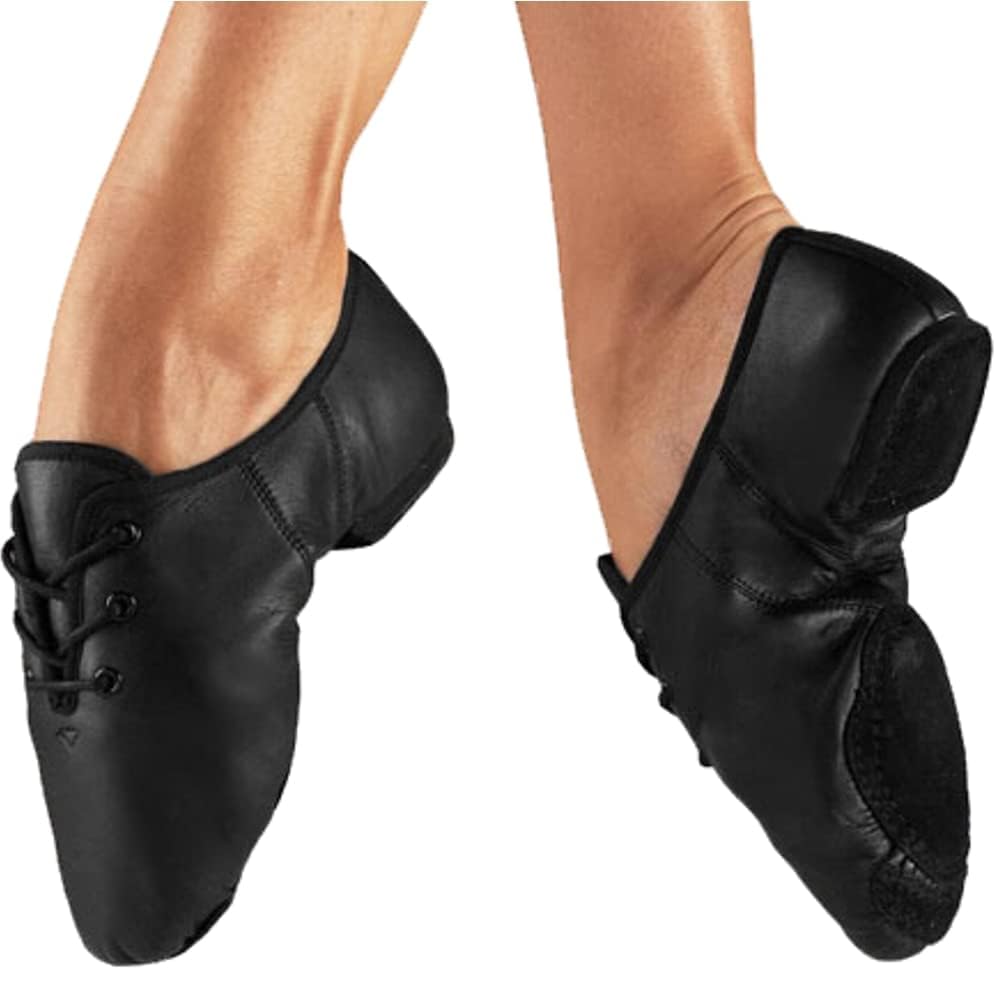 Jazz Dance Scarpe in pelle stringate unisex palcoscenico moderno in gomma e camoscio suola divisa nera